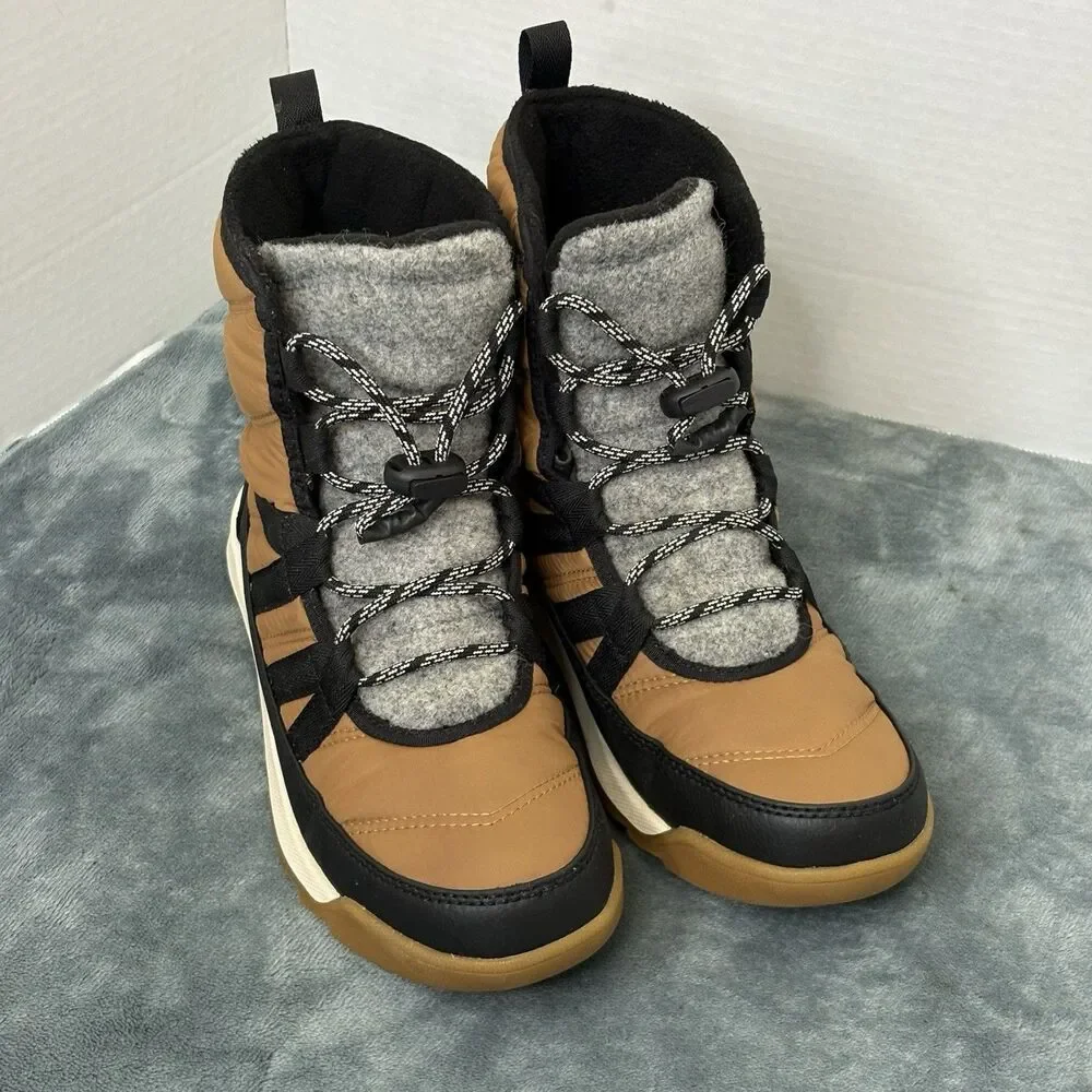 Sorel Whitney II Short Elastic Lace Winter Boots Waterproof Elk Womens 5 Brown